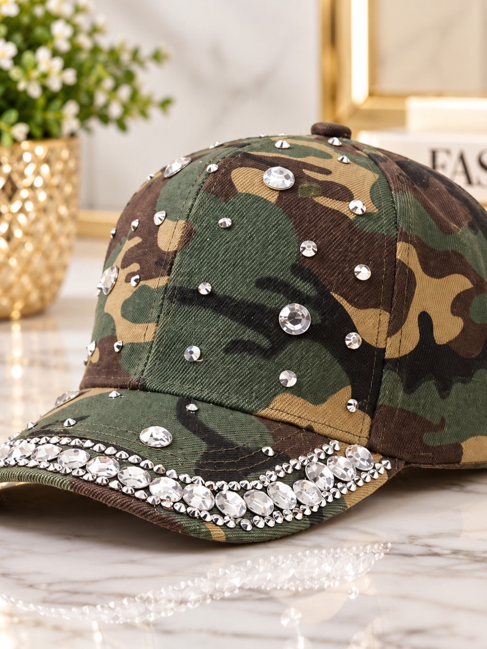 Rhinestone Camo Baseball Cap for woman